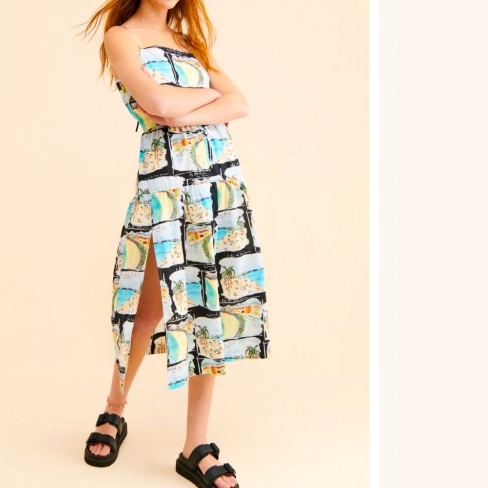 R.G. Kane Costa Midi Dress tropical coastal dress coastal fall casual $255